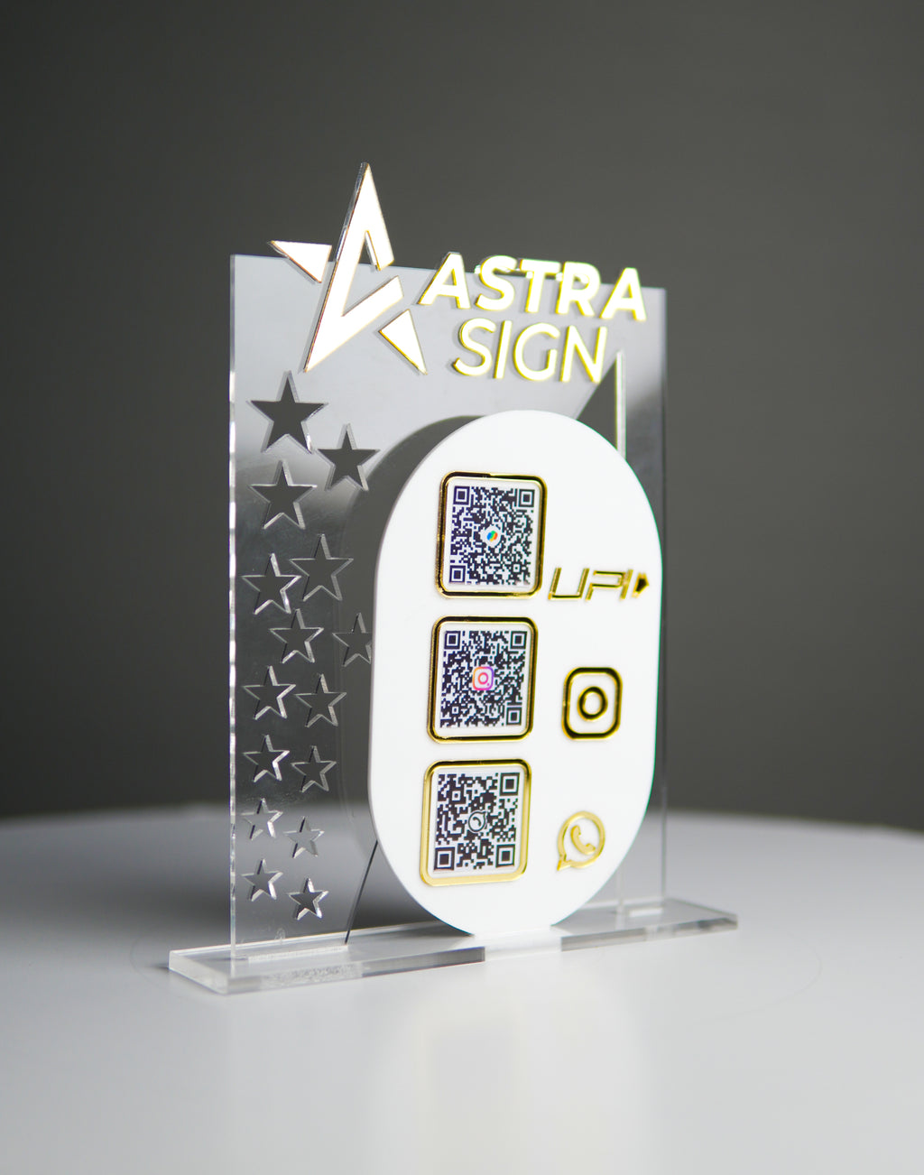 Customized Business Premium Gold Acrylic QR Stand with NFC
