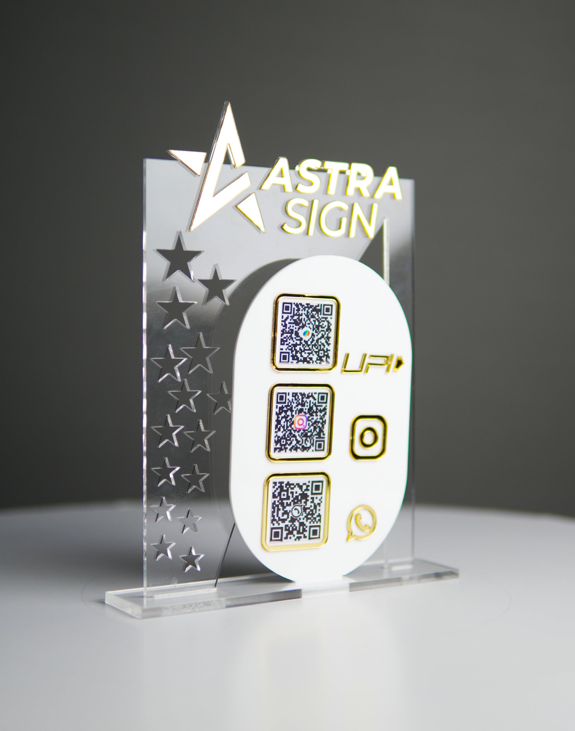 Customized Business Premium Gold Acrylic QR Stand with NFC