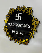 Premium Floral Black–Gold Name Plate
