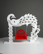 Red & White Radha Krishna Acrylic Jhula – Premium Spiritual Decor