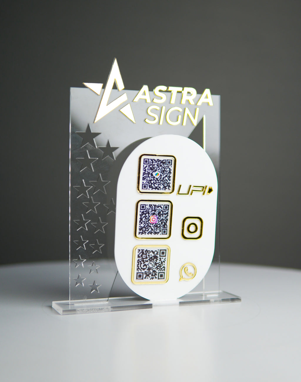 Customized Business Premium Gold Acrylic QR Stand with NFC