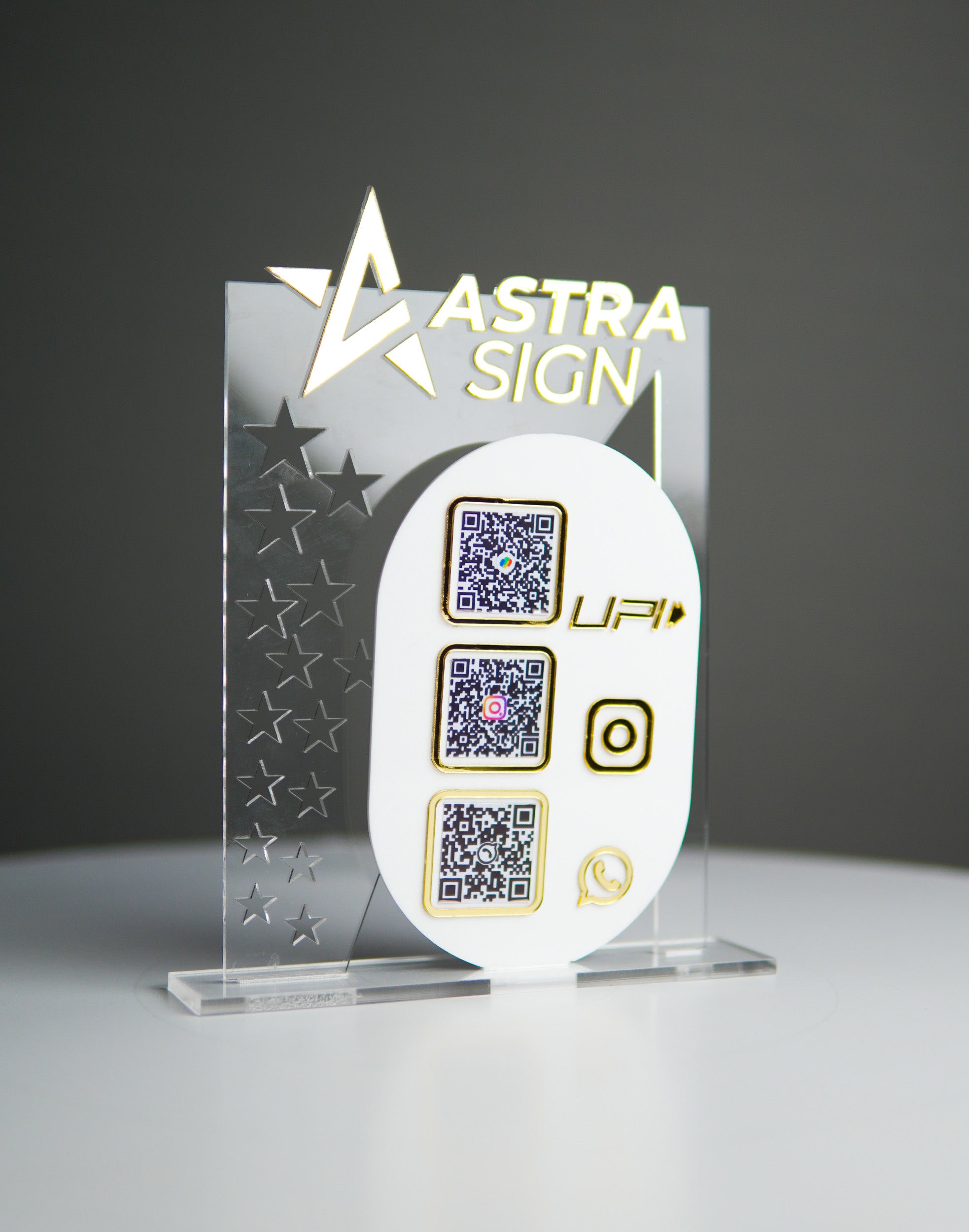 Customized Business Premium Gold Acrylic QR Stand with NFC