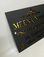 Elegant Matte Grey Personalized Name Plate with Gold Letters