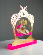 Royal Laddu Gopal Jhula – Pink & Gold Acrylic Elegance