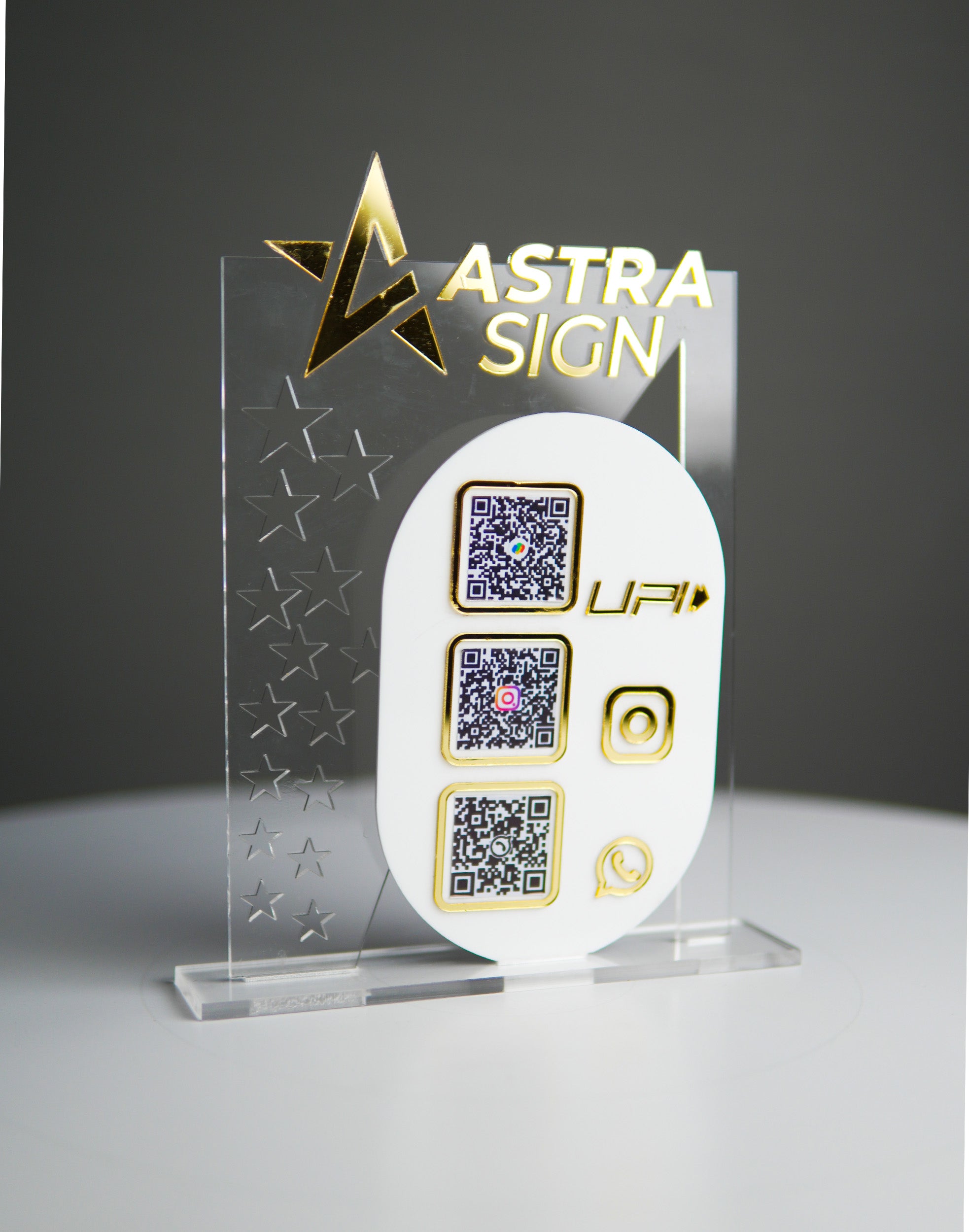 Customized Business Premium Gold Acrylic QR Stand with NFC