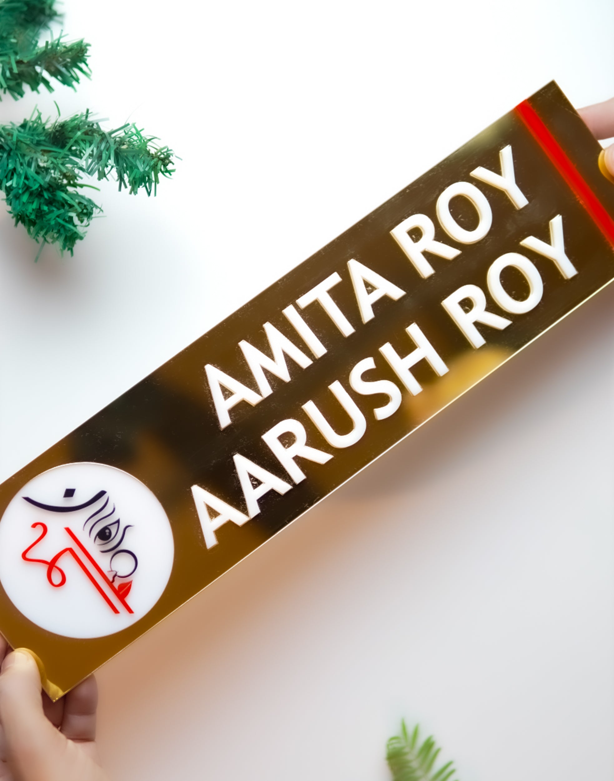Premium Dual-Tone Gold & White Nameplate